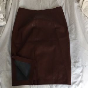 Maroon Faux leather pencil skirt